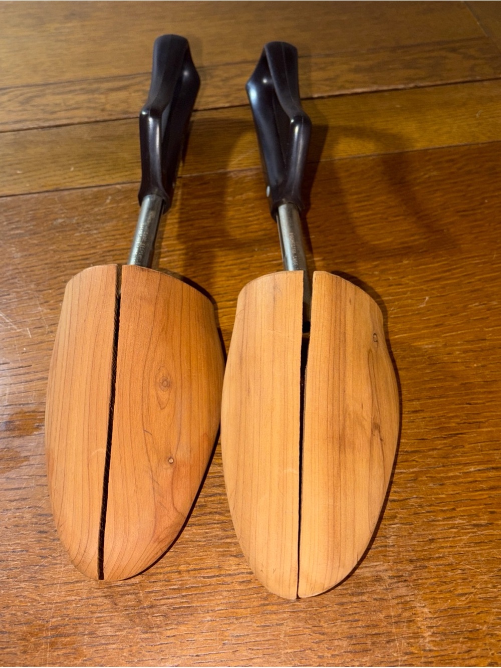 Wooden Shoe Trees with Black Handles - Pair
